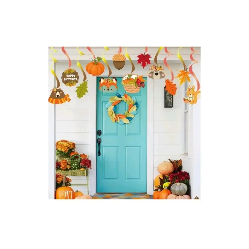 Fall Hanging Swirls Thanksgiving & Halloween Party Ceiling Decorations Set